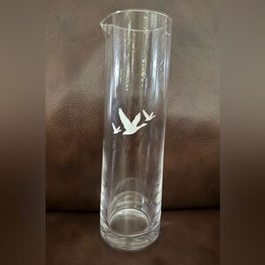 Vintage Grey Goose Glass Stirring Pitcher Carafe White Geese Logo 11" Tall Clear